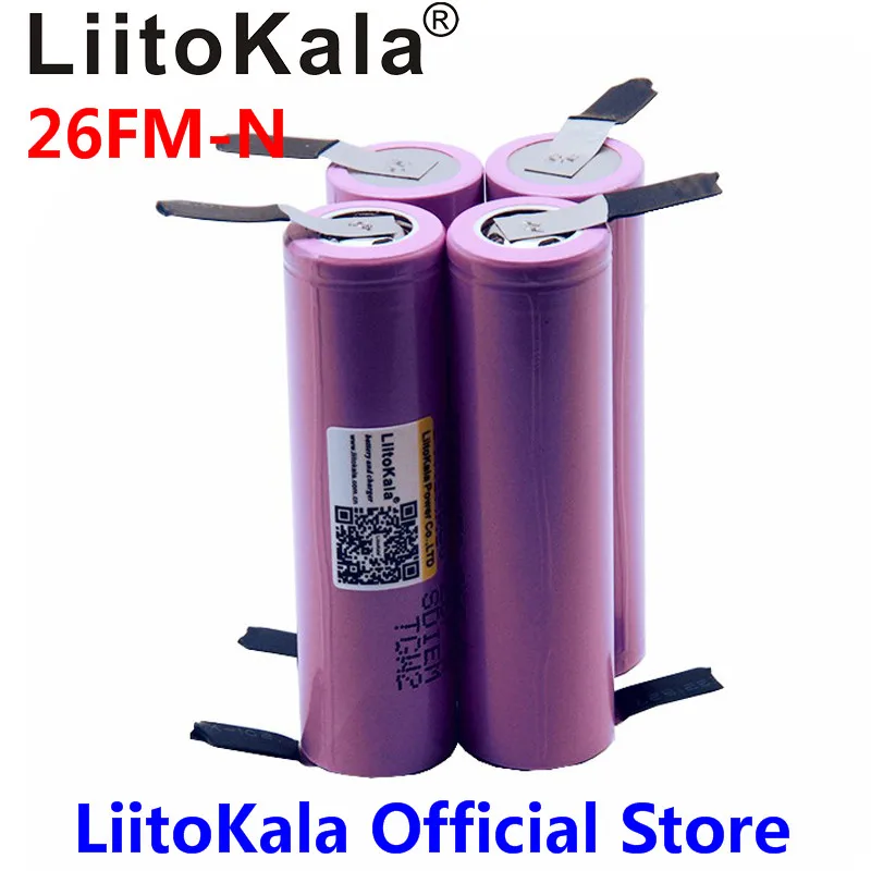 

4PCS New 100% Original Liitokala 18650 2600mAh battery ICR18650-26FM Li-ion 3.7 V rechargeable battery+ DIY Nickel sheet