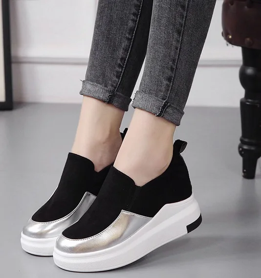 

208New Women Casual Shoes Height Increasing Zipper Breathable Women Walking Flats Trainers Shoes Autumn Platform 35-42