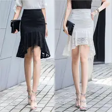 Новая мода ноутбук с оборками юбка узкая юбка AsymmetricalTrumpet/русалка юбка