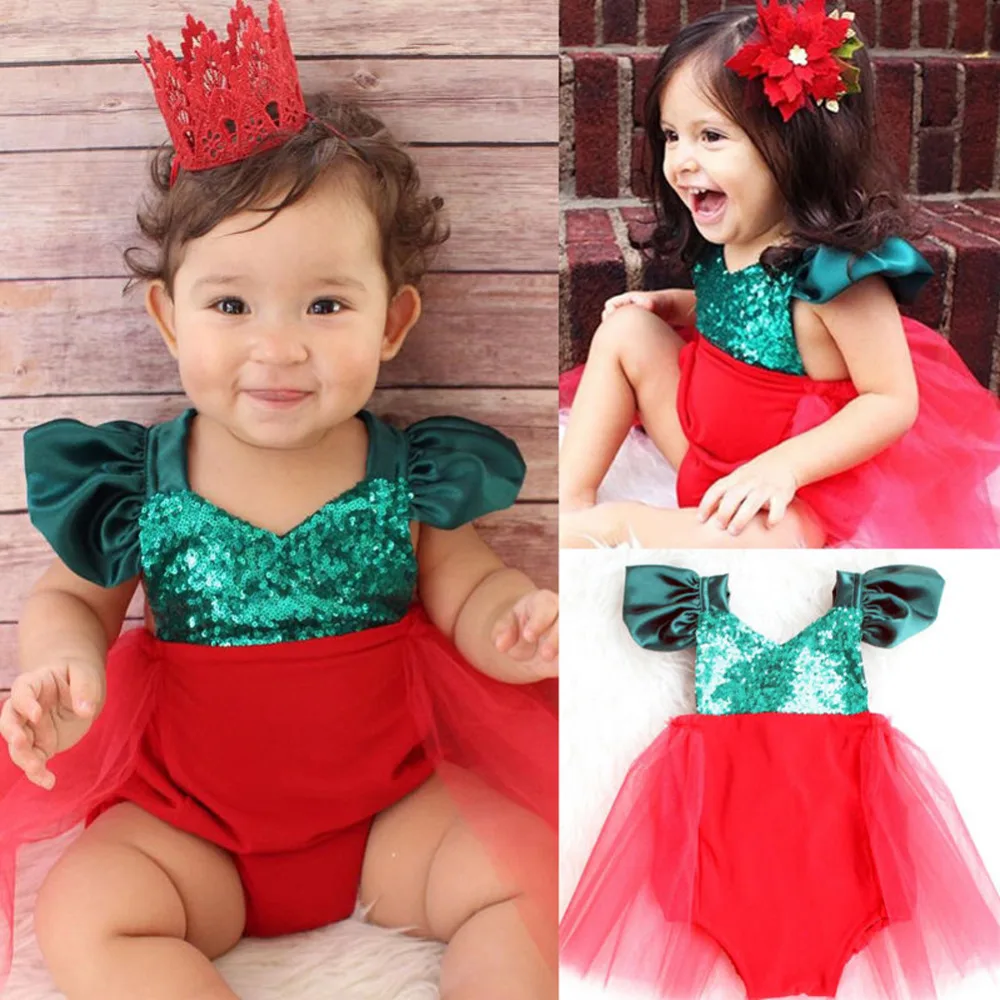 

Cute Infant Baby Girl Sequins Romper Jumpsuit Tulle Tutu Sunsuit Outfits Costume