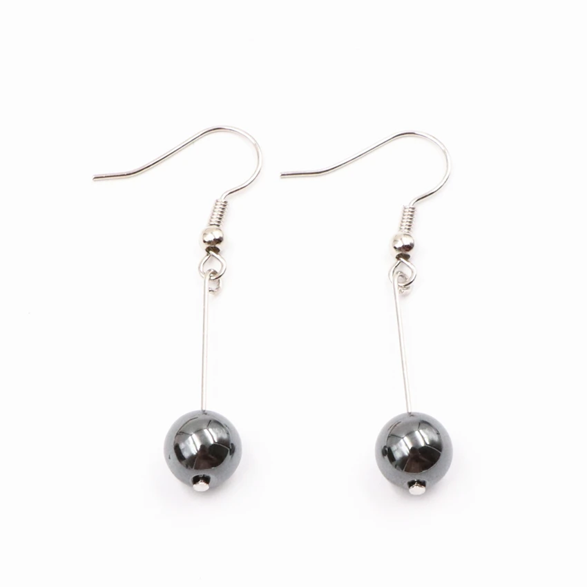 

New Fashion Earring for Women Jewelry Ethnic Drop Earrings 8mm Natural Stone Hematite Trendy Long Dangle Eardrop Gifts A504