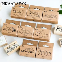 Pikaalafan прекрасный ряд серии Коробки дерево альбом для штампов DIY Фотоальбом Карта деревянное украшение резиновая игрушечная печать
