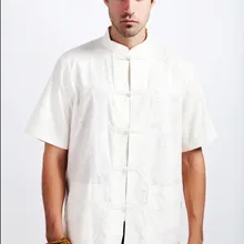 Модные новые летние бежевые Традиционный китайский мужские хлопковые льняные кунг-фу рубашки с карманом M L XL XXL XXXL M25-1