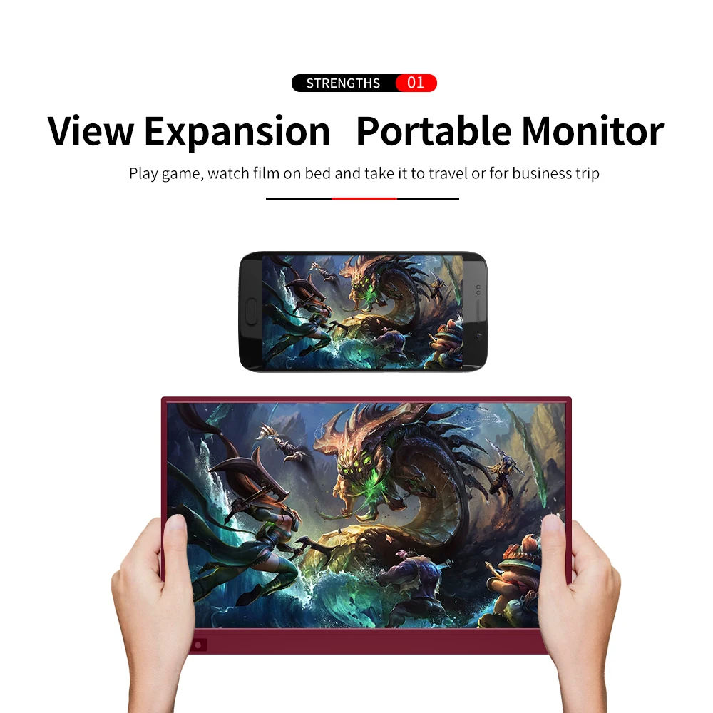 T-bao 15.6 inch Portable Monitor HDMI 1920x1080 HD IPS Display Computer LED Monitor with Leather Case for PS4 Pro/Xbox/Phone