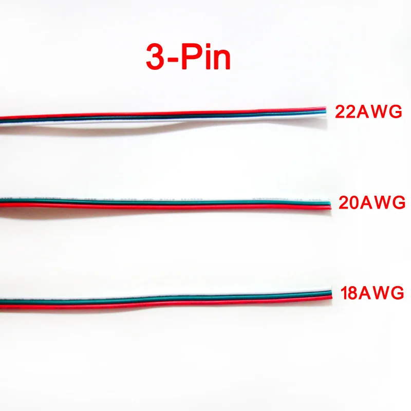 5 м 10 м 20 м 2Pin 3Pin 4Pin 5Pin 18AWG 20AWG 22AWG электрический провод кабель-удлинитель для Светодиодные ленты светильник