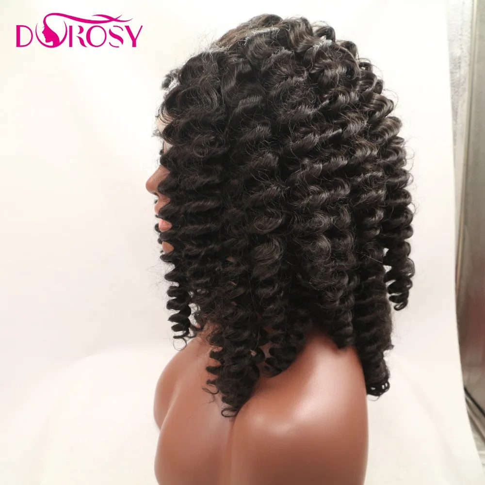 DOROSY волосы высокотемпературные волокна Безглютеновые бразильские перуанские парики средней длины кудрявый черный синтетический парик для афро женщин