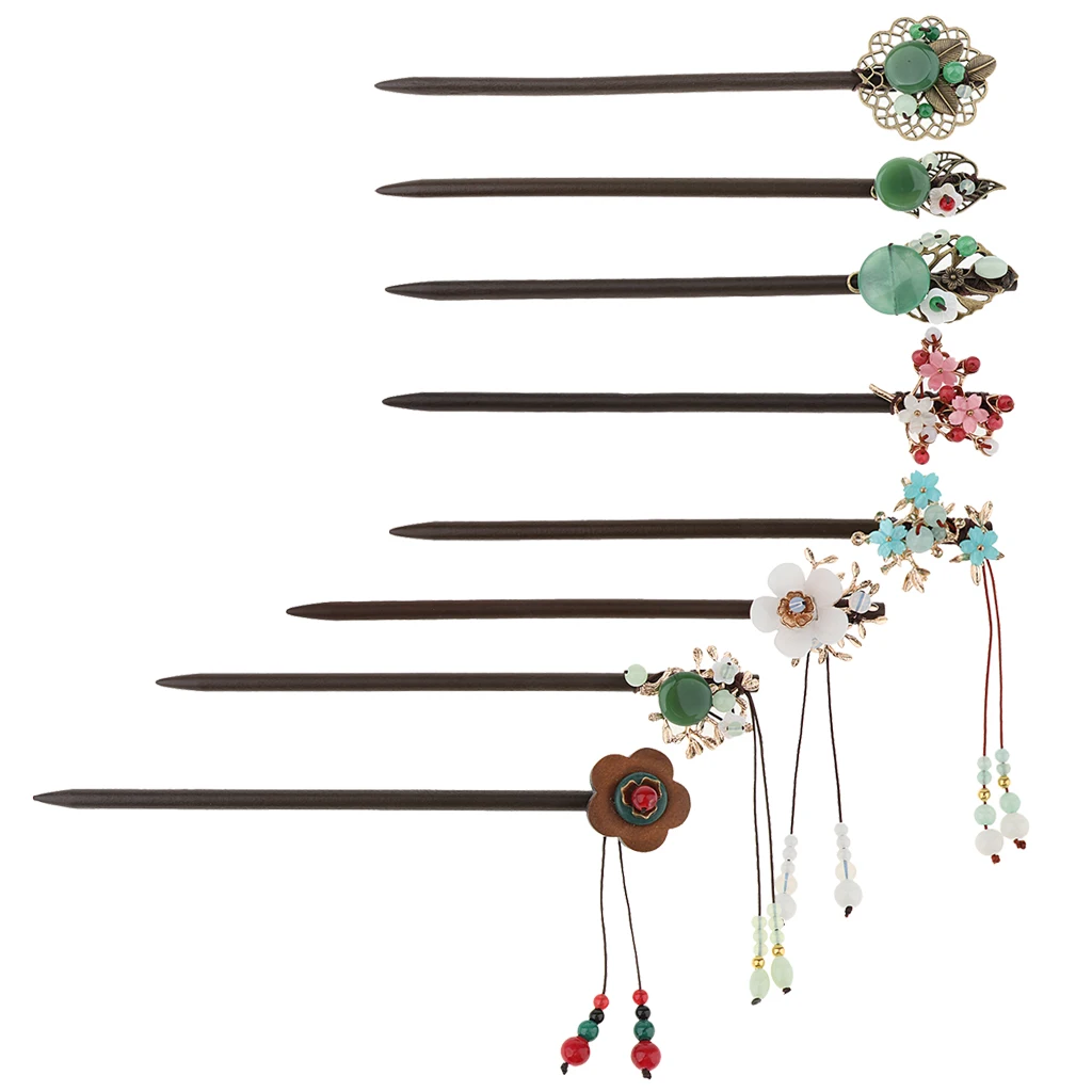 

Classic Hairpins Artificial Gemstone Tassel Flower Rhinestone for Chinese Traditional Clothing Cosplay Hair Accessory
