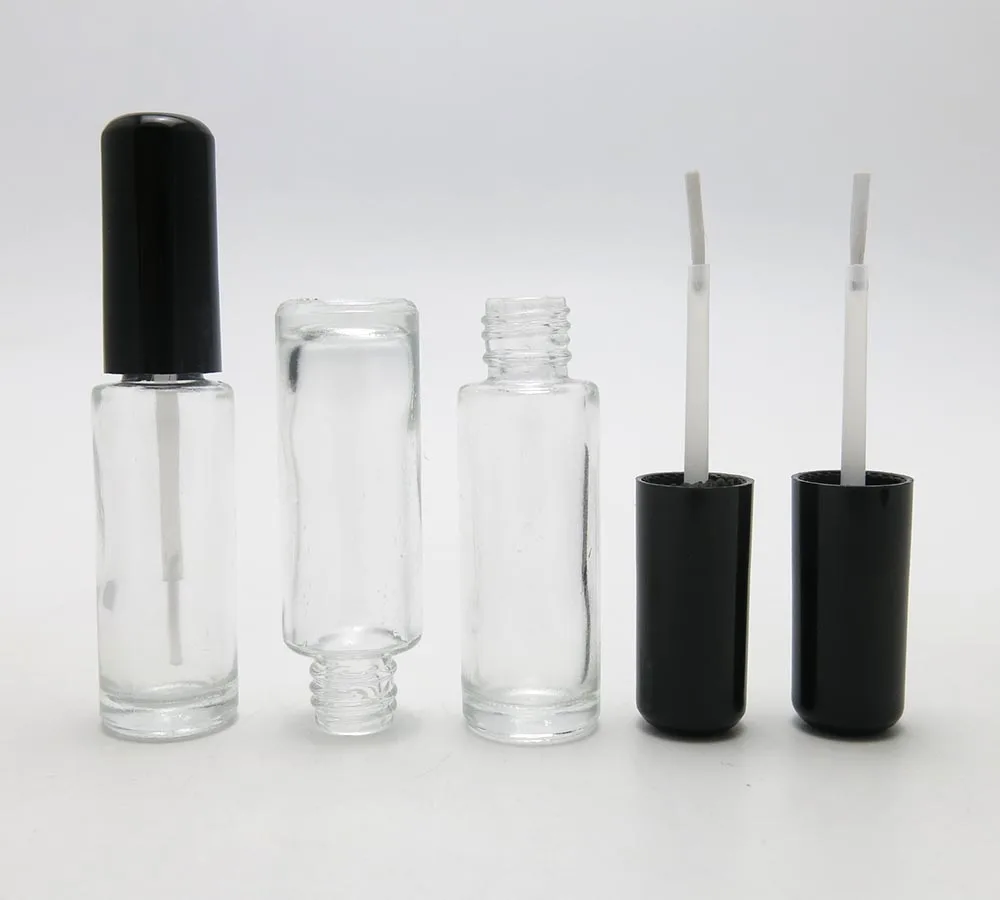 Стеклянные Бутылочки для лака стеклянные бутылки с черной крышкой 3 мл маленький стеклянный контейнер для лака для ногтей с наконечник для