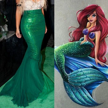 Fancy Mermaid Tail Adult Sequin Mermaid Prom Evening Party Dress Women The Little Mermaid Ariel Princess Cosplay Costume the little mermaid são paulo