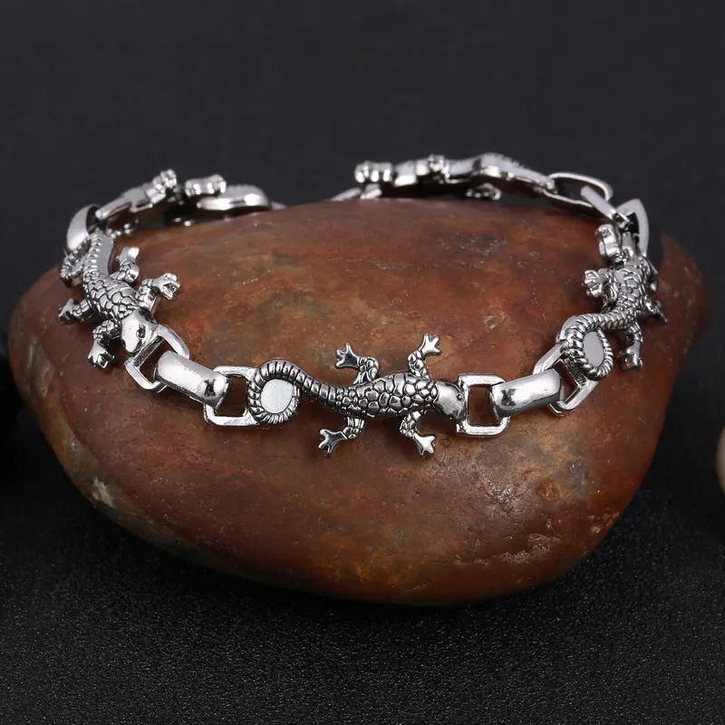 

Men bracelets Wristband Stainless Steel gecko Charm bracelets bangles animal Jewelry