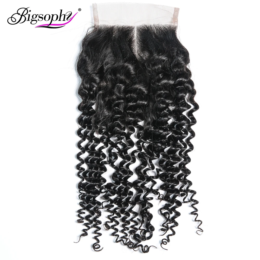 

Bigsophy Brazilian hair Kinky curlclosure 100% Human Hair 4*4 Lace Closure Remy Hair Weaving swiss lace closures 4x4 8-20 Inch