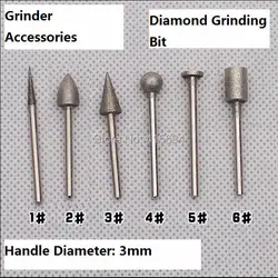Бесплатная доставка 6 шт./компл. алмазный шлифовальный Burr 3x8 мм с покрытием Шлифовальные станки головка для Шлифовальные станки