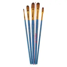 5 шт. художественная кисть набор нейлоновая щетина для волос акварельный акрил, масло краска ing круглая наклонная ручка наконечник Деревянная ручка Рисование Искусство Acce