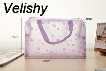 

Velishy 1PCS New Arrival Flower Print Cosmetic Bags For Women fashion Women Travel Makeup Bag 23x13x9cm 5 Colors
