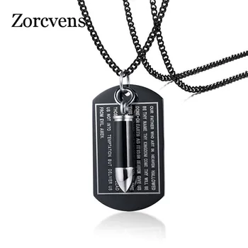 

ZORCVENS Urn Openable Bullet Pendant For Men Necklce Black Bible Dag Tag Stainless Steel Male Punk Ashes Cremation Jewelry