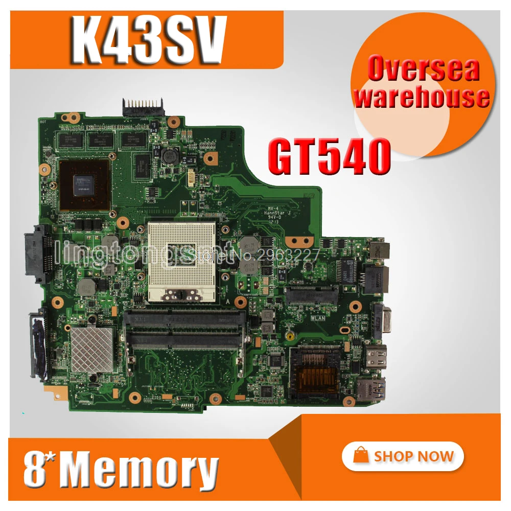 K43SV اللوحة REV3.0 GT540M 1 GB ل ASUS A43S K43S K43SJ A84S X43S اللوحة المحمول K43SV اللوحة K43SV اللوحة