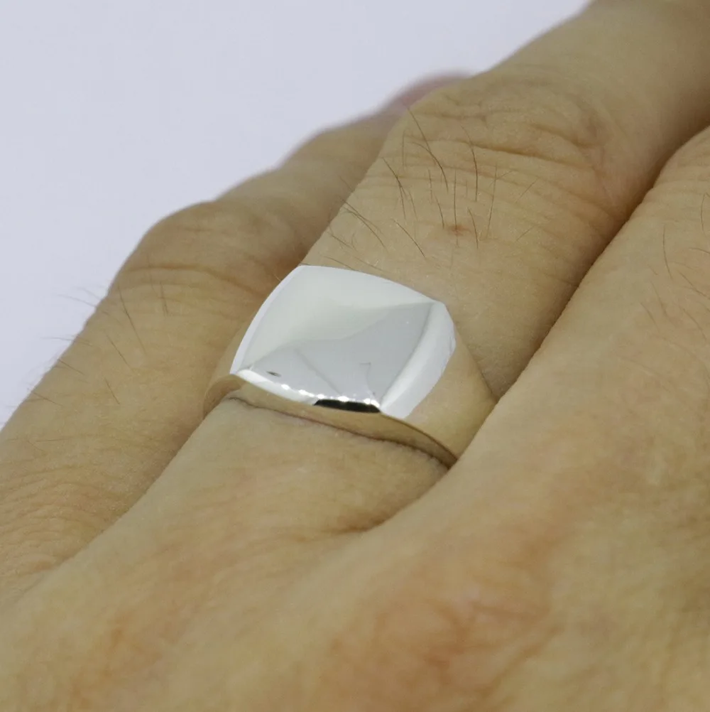 Wellmade квадратное кольцо из чистого серебра серебряное с печатью|silver square ring|silver signet
