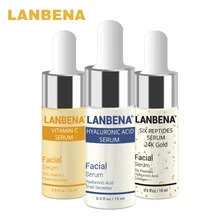 LANBENA Vitamin C Serum+Six Peptides Serum 24K Gold+Hyaluronic Acid Serum Anti-Aging Moisturizing Skin Care Whitening Brighten