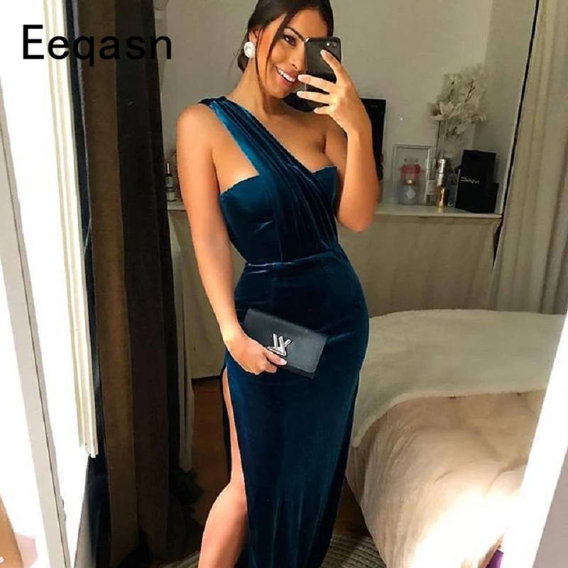 New Long Velvet Prom Dresses Elegant 