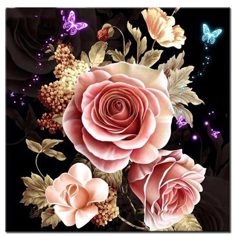 

100% Full 5D Diy Daimond Painting 3D Diamond Painting Full Round Rhinestones Diamant Painting Embroidery "Butterfly& Roses "