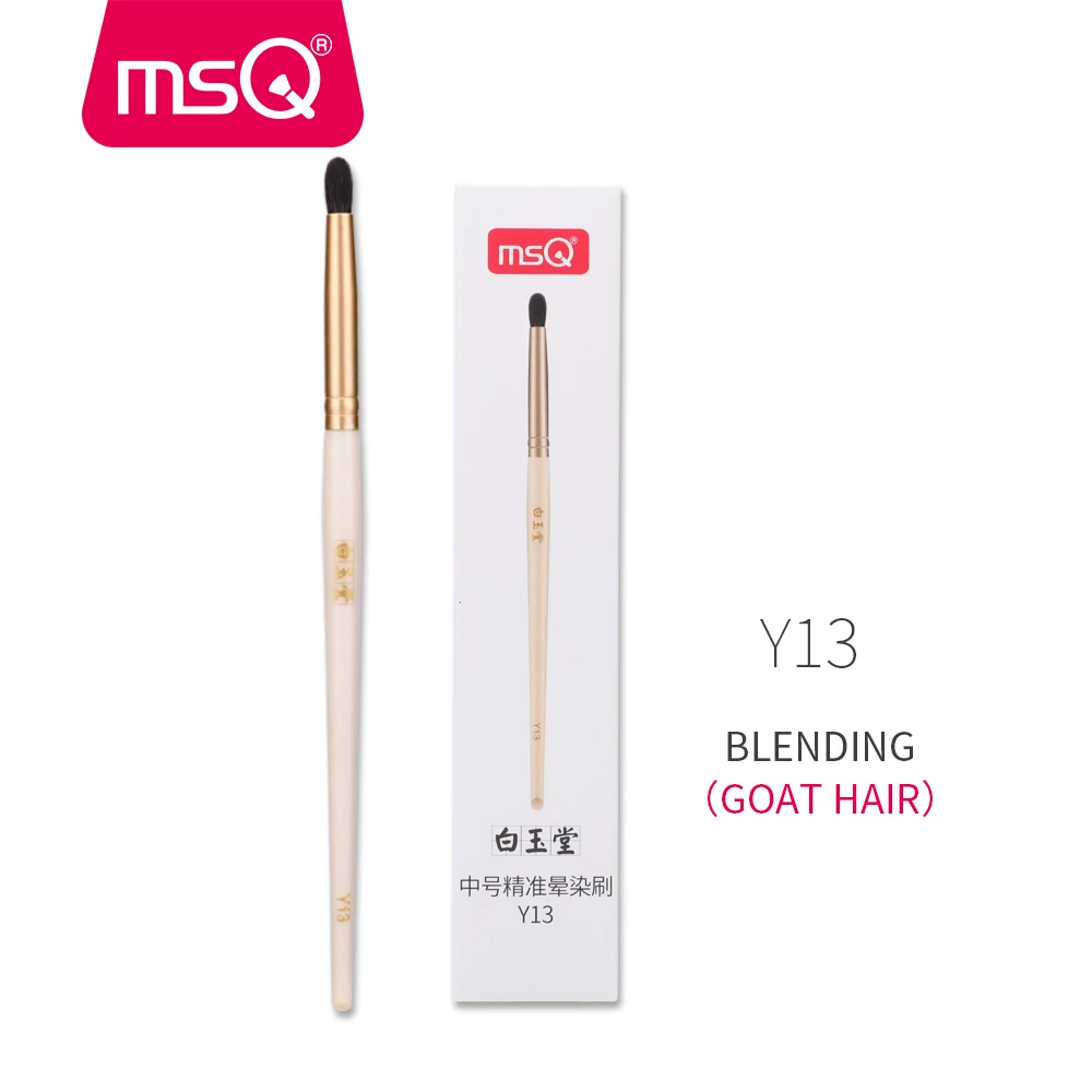 MSQ Makeup Brushes Set Eye Shadow Eyelashes Eyebrow Concealer Nose Eyes Make Up Brushes Kit Cosmetic Horse/Goat Hair With Case - Handle Color: Y13H 1PCS Goat Hair