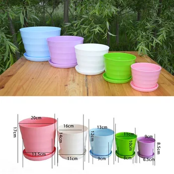 

2019 Newest Hot Cute Mini Colourful Round Plastic Plant Flower Pot Garden Home Office Decor Planter Desktop Decoration