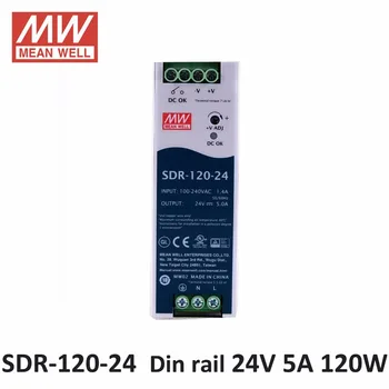 

MeanWell DIN RAIL slim size 120W 24V 5A Switching Power Supply Driver SDR-120-24 power source Industrial with PFC Function