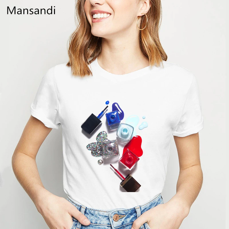 

ropa mujer 2019 Luxury Nail Polish print t-shirt camsieta mujer harajuku ulzzang shirt vogue t shirt women plus size streetwear