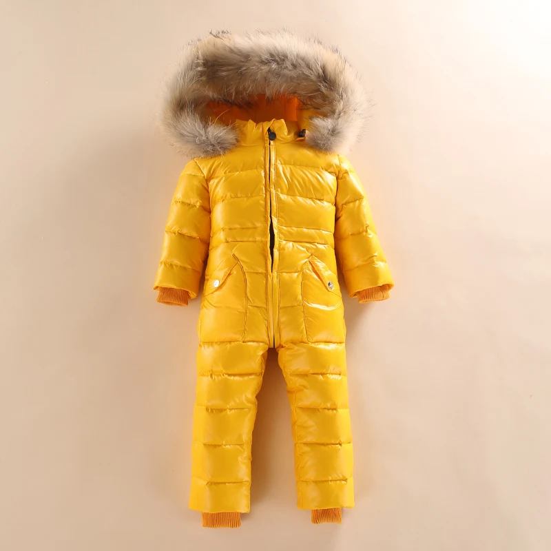 Зимние теплые детские комбинезоны; пуховые хлопковые пальто для маленьких девочек и мальчиков; комбинезон на белом утином пуху; Одежда для новорожденных