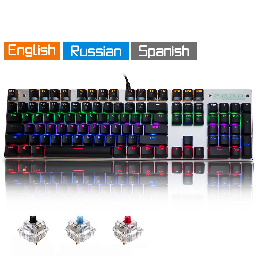 

Metoo Original gaming Mechanical Keyboard 104 key Wired keyboard blue/red/black switch Backlit Keyboard English/Russian/Spanish