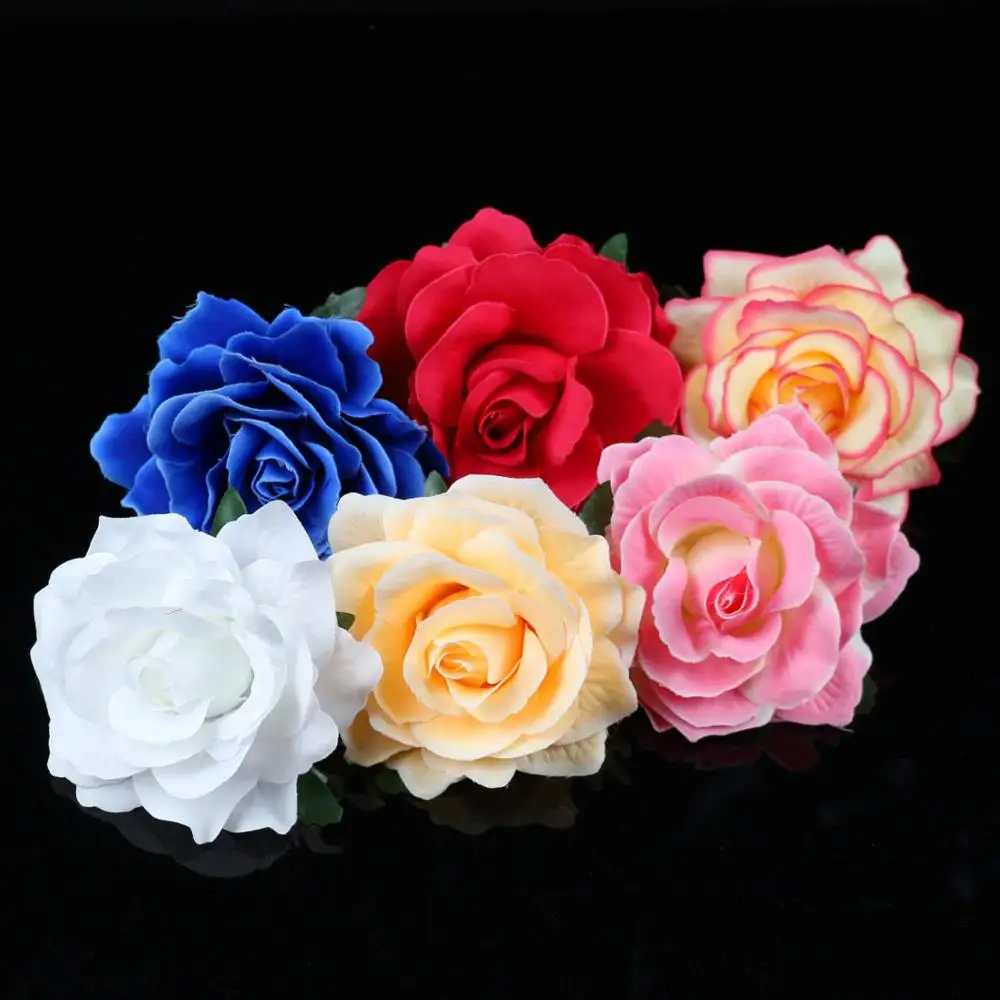 20PCS/lot 12cm Artificial Roses Flower Heads Bulk Velvet rose Wedding Rose Fake flowers Multiple color