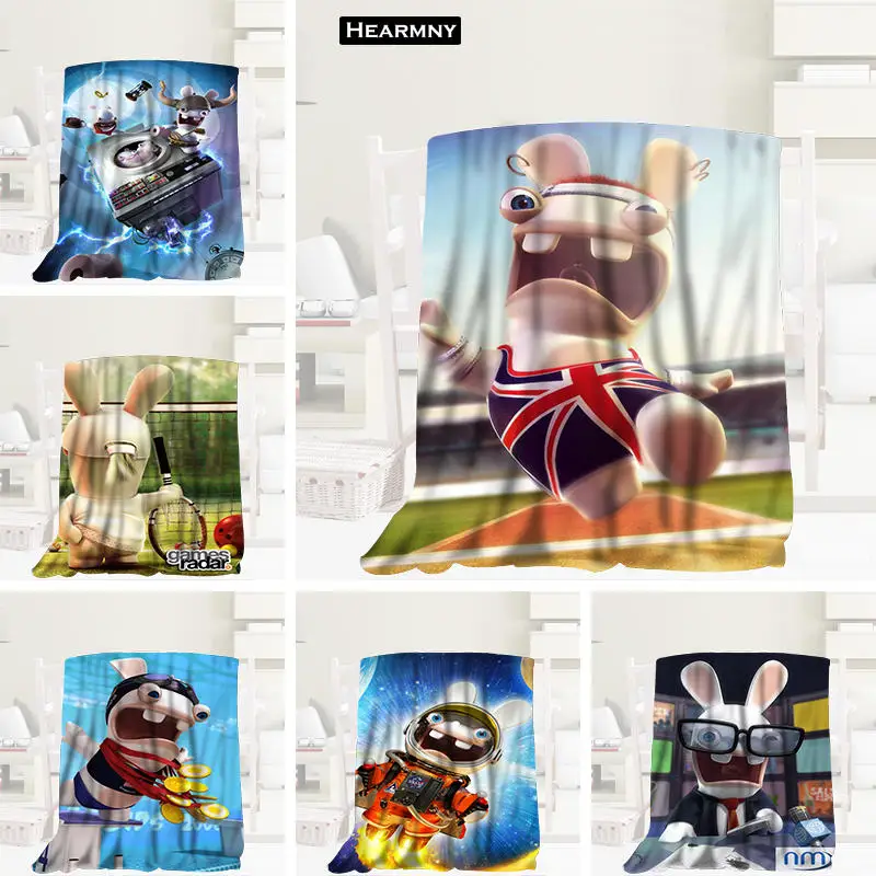 HEARMNY Rabbids الحيوانات بطانية النوم غطاء البطانيات اليوغا كنبة مكتب بطانية السرير غطاء السفر الدافئة رمي البطانيات HEARMNY Rabbids الحيوانات بطانية النوم غطاء البطانيات اليوغا كنبة مكتب بطانية السرير غطاء السفر الدافئة رمي البطانيات