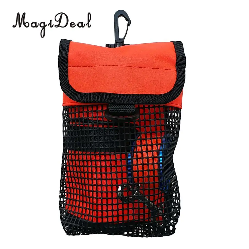 Heavy Duty Dive Finger Spool Reel & SMB Safety Marker Buoy Mesh Gear Bag Carrier Pouch & Swivel Clip for Scuba Diving Snorkeling