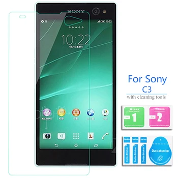 

2PCS Glass For Sony Xperia C3 Dual D2502 tempered glass screen protector 0.26mm 2.5 9h Safety Protective film on D2533 Phone