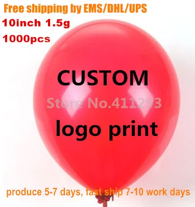 

1000pcs custom balloons logo balloon printing for event promotion personalized ballons blanco Fast ship by EMS / DHL/UPS