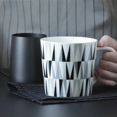 

The large volume of cold thick grey black and white geometric breakfast Mug Cup