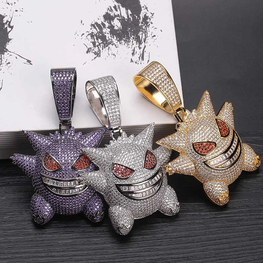 Кулон Gengar мужской уникальный большой маска покемона хип хоп украшения рэппера AAA