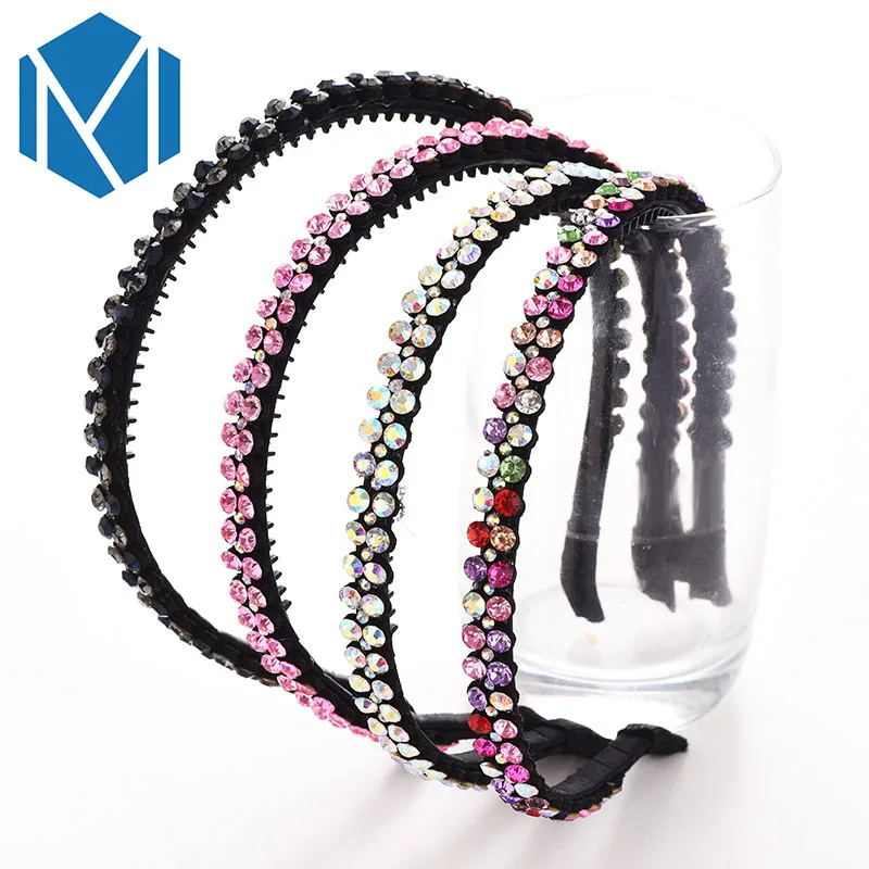 C MISM Fashion Double Lines Rhinestone Girls Hair Band Woman Hair
