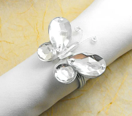 

clear crystal butterfly napkin ring, handmade napkin holder