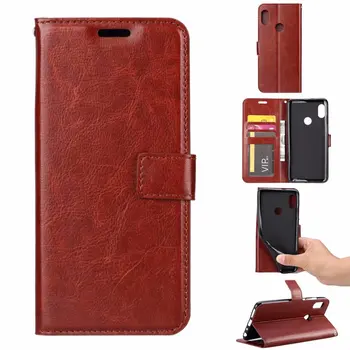 

50pcs/lot Wallet PU leather Phone Case For Huawei Y7 Y6 Pro 2019 Oil Side Crazy Horse Grain Flip Cover