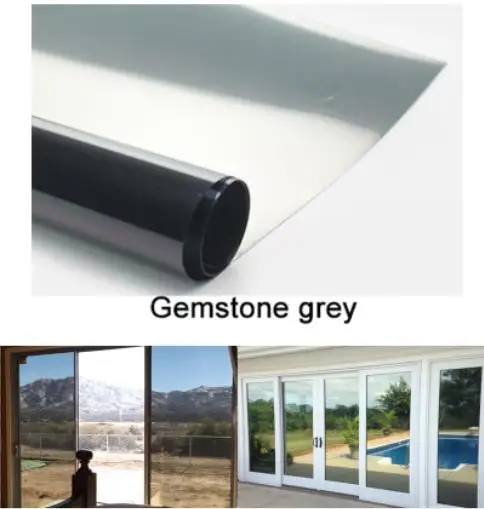 

Gemstone Grey Waterproof Window Film One Way Mirror Silver Insulation Stickers UV Rejection Privacy Tint Films Home Decoration