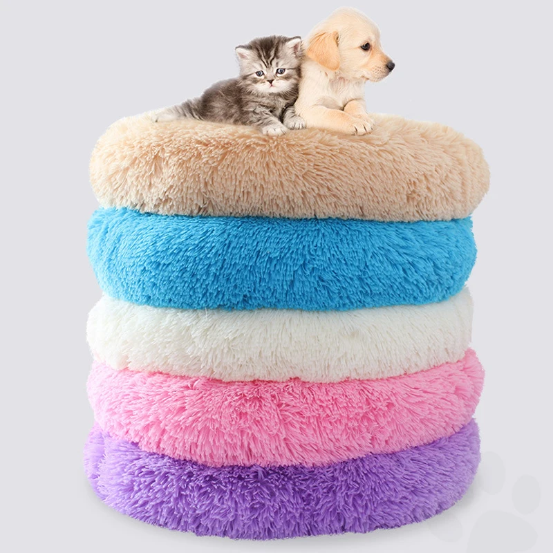 Warm Fleece Cat Dog Beds Mats Round Pet Sofa Kennel Washable Breathable for Dogs House Small Medium Mat Bed | Дом и сад