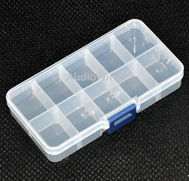 

Ten Grid Plastic Component Box. 5.2"x2.8"x0.9"