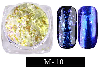 1 коробка амулеты 3D УФ-гель для дизайна ногтей акриловые хлопья волшебное зеркало порошок Маникюр Аксессуары поставки блеск пыль - Цвет: M10