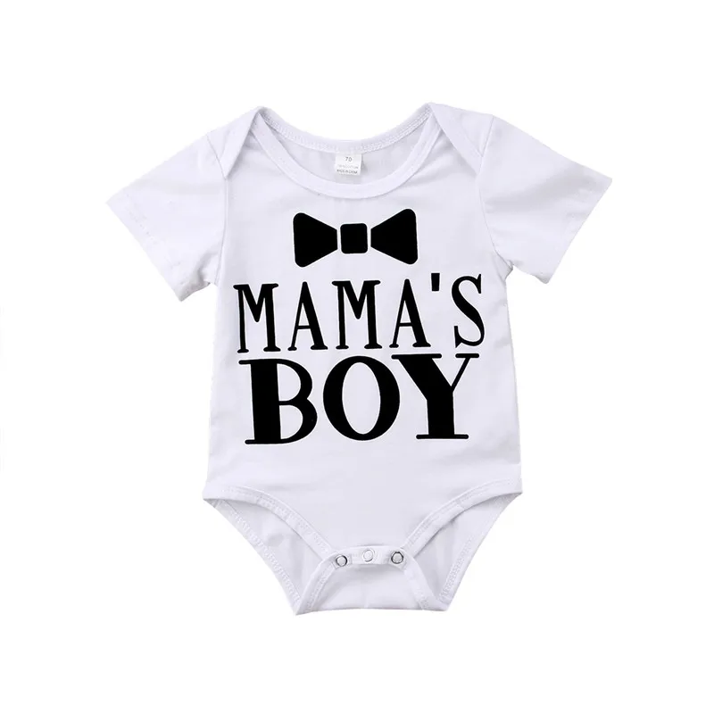 Newborn Kids Boy Bodysuits Short Sleeve White Boy Clothing Summer