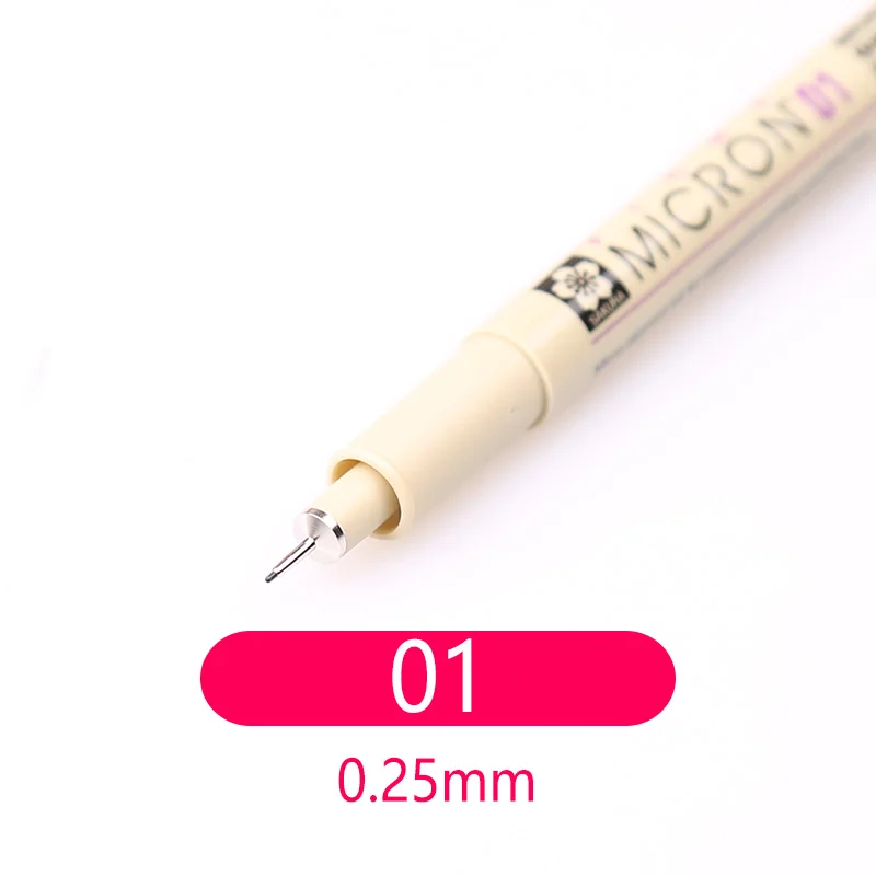 01 Японская Сакура Pigma Micron Fineliner ручка игольчатый наконечник ручка для рисования Черная кисть маркер водонепроницаемый спиртовые чернила архитектура - Цвет: 01
