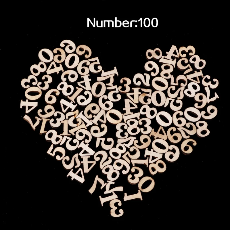 100Pcs Wooden 0-9 Numbers Embellishments 15mm Scrapbooking Card Making Craft DIY