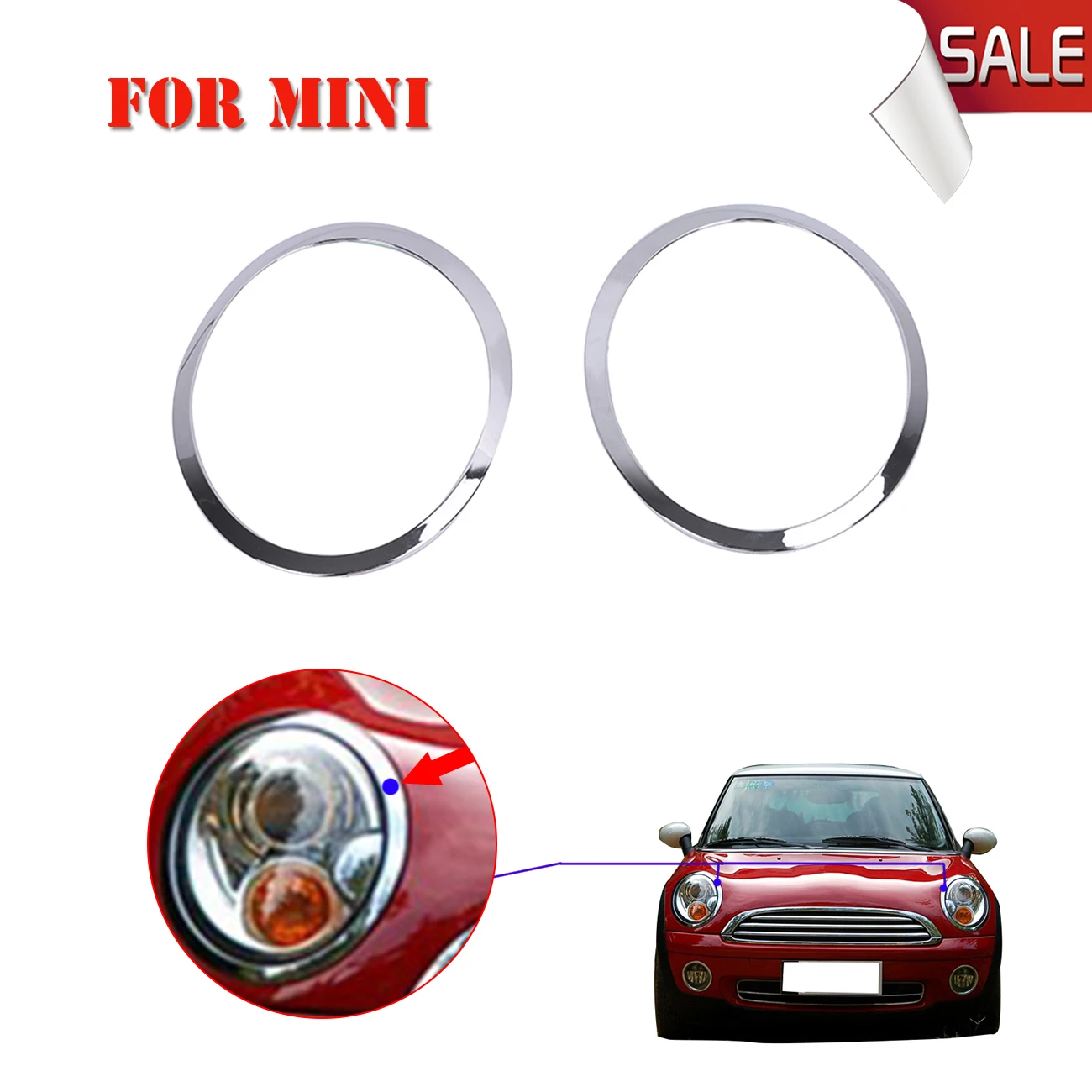 Brand New Abs Car Headlight Trim Ring Chrome Headlamp Cover For Mini Brand New Abs Car Headlight Trim Ring Chrome Headlamp Cover For Mini Cooper 2007 2017 Replacement 51137149905 906 W144