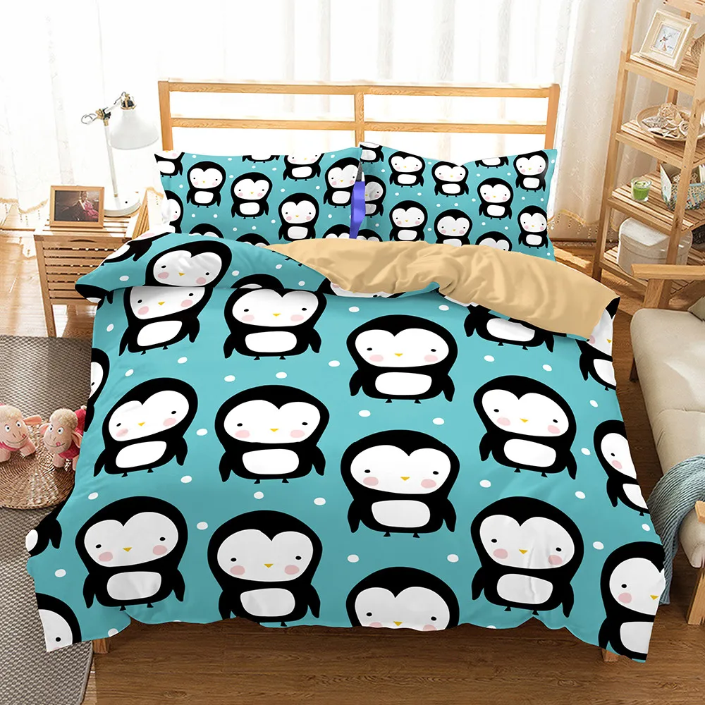 

WINLIFE Penguin Print Pattern Kids Bedding Duvet Cover Sets with Pillow Cases for Boys Girls and Teens