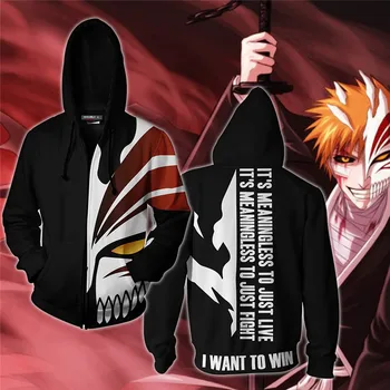 

Anime BLEACH Kurosaki Ichigo Cosplay Costume Funny Sweatshirt Pullover 3D Mens Hoodies Costume BLEACH Hoodie Coat Tops Cosplay